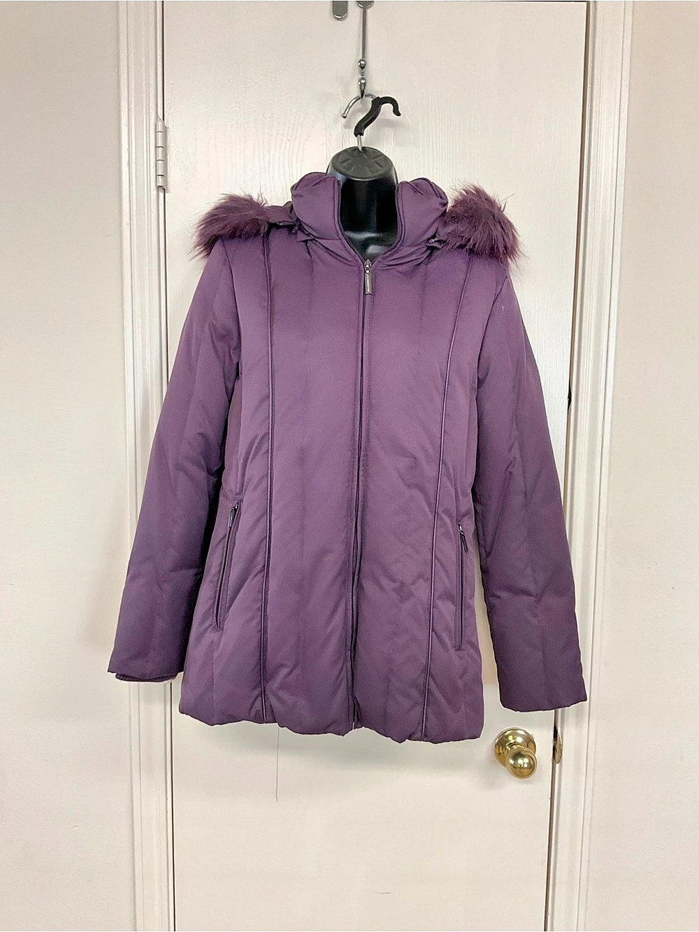 Liz Claiborne Purple Hooded Puffer Jacket Size Small